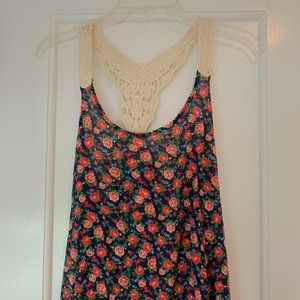 Floral racer back tank top, size large, never worn